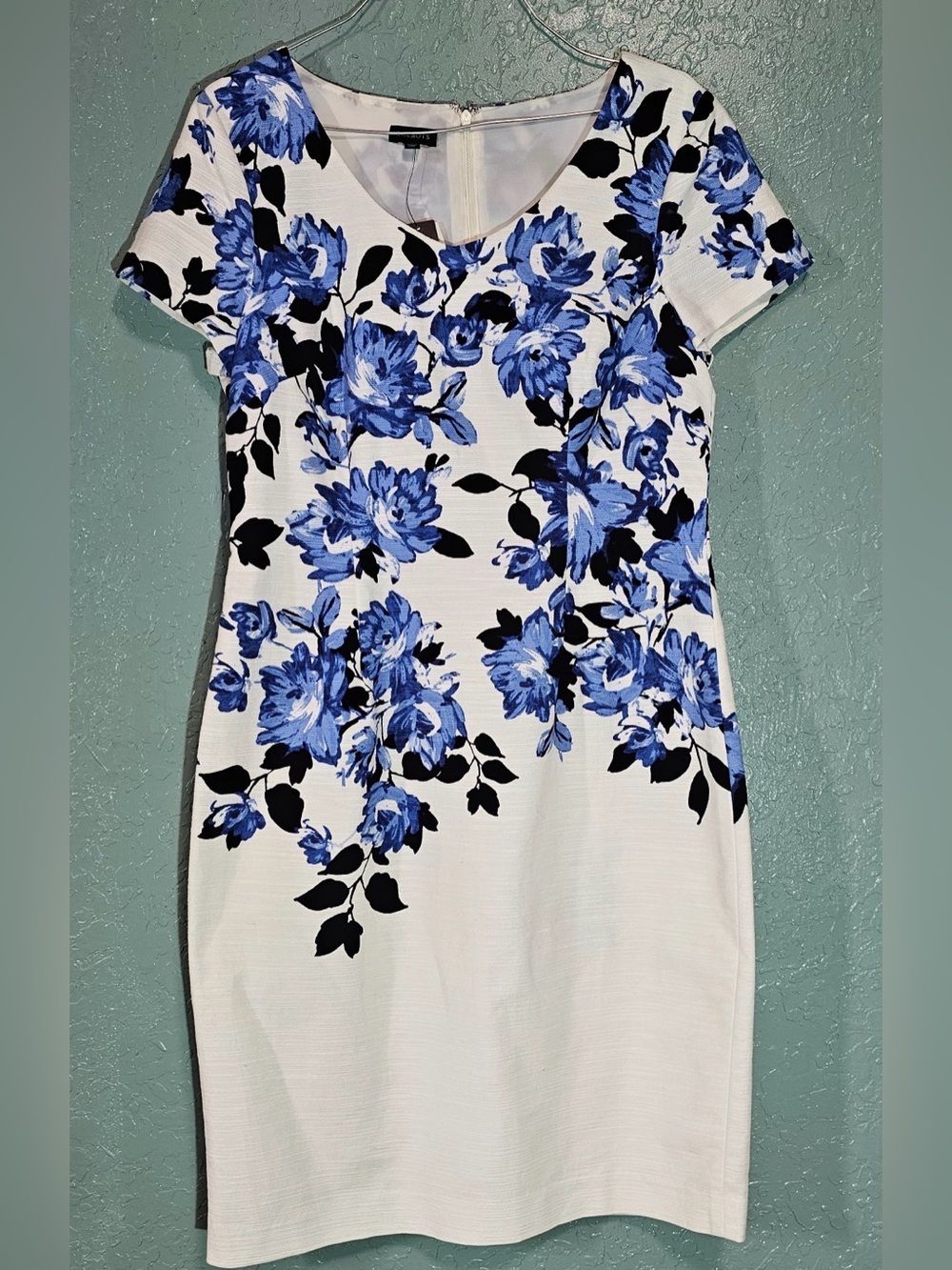 Talbots Floral Sheath Dress Blue Black Ivory Size 6 NWT - Picture 3 of 10